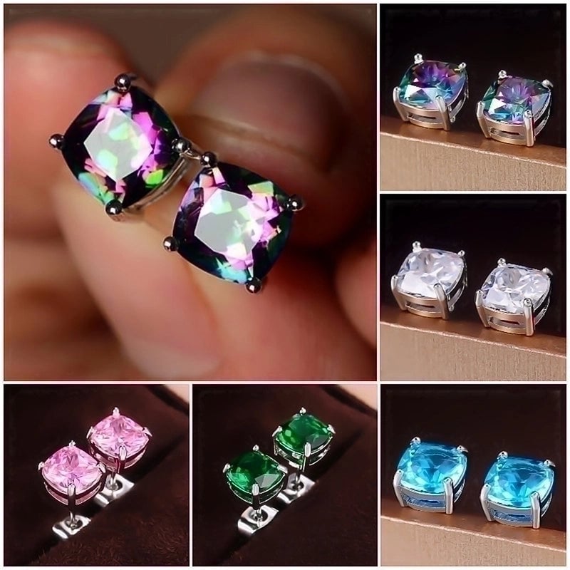 Fashion Square Zircon Geometric Copper Earrings