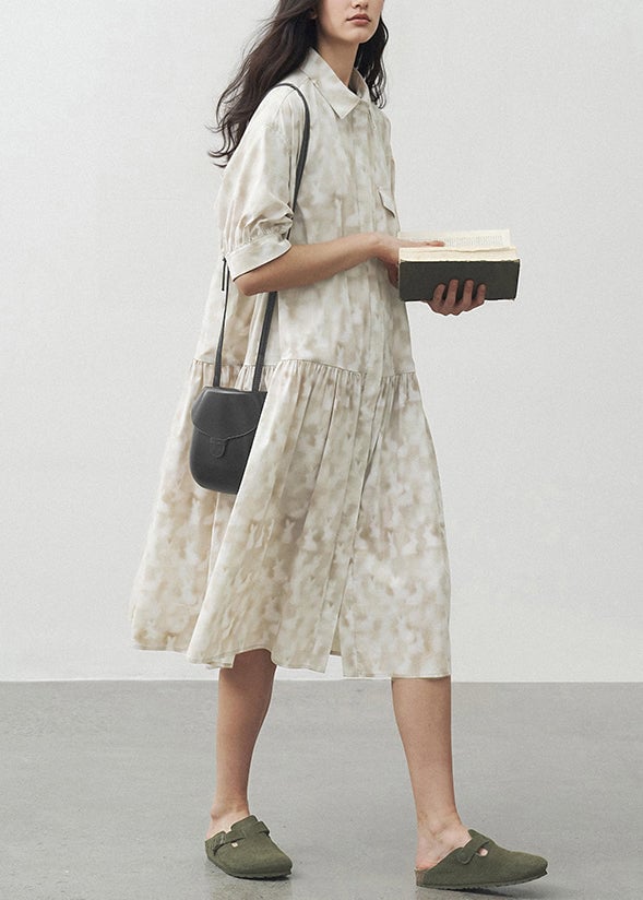 Original Peter Pan Collar Tie Dye Print Shirt Dress Summer