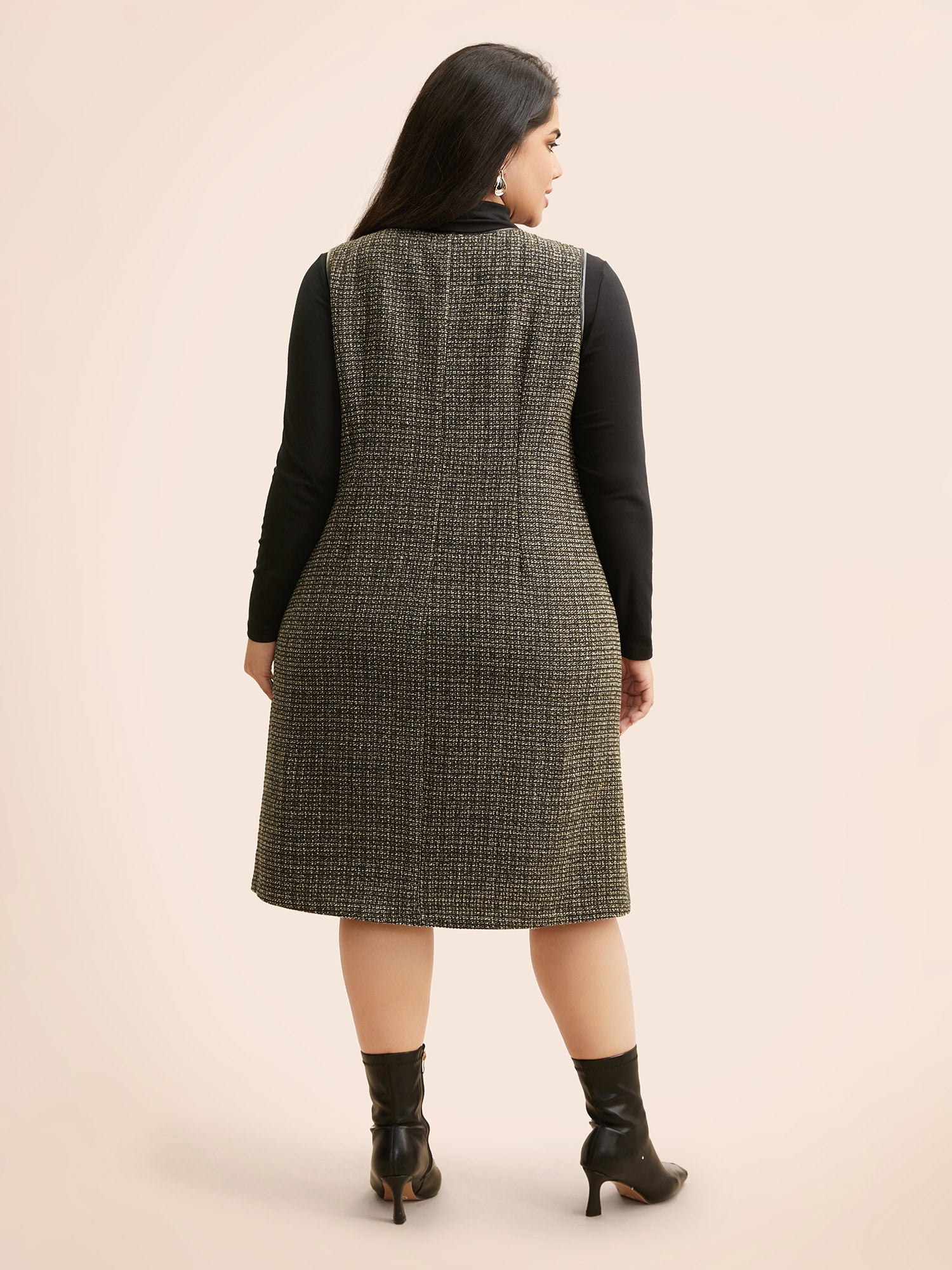 Tweed Patchwork Flap Pocket Dress