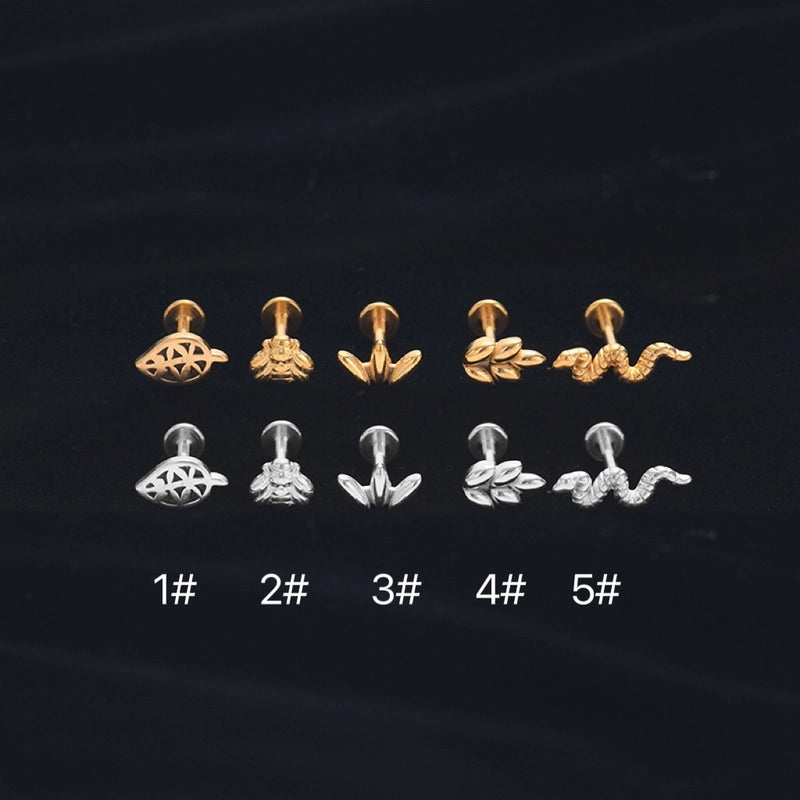 Classic Style Leaf Snake Bee Stainless Steel Plating Lip Stud