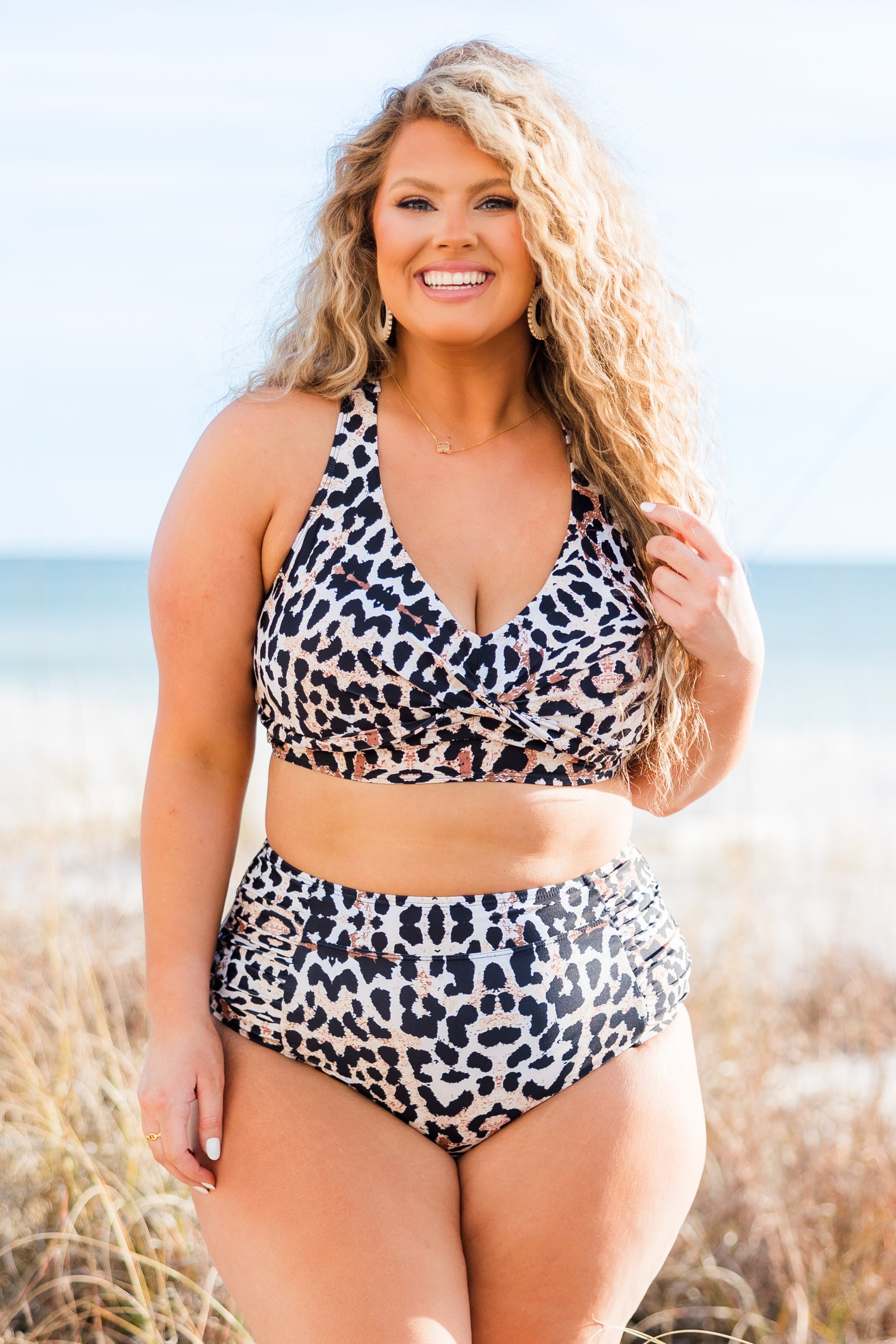 Oceans Of Love Swim Top. Leopard