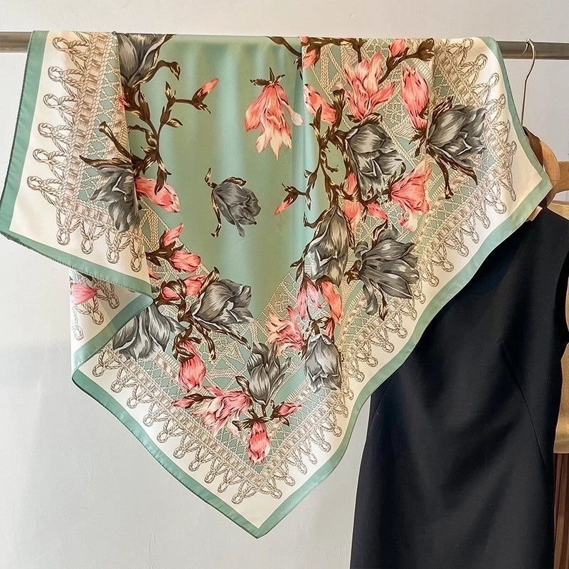 Women's Sweet Minimalist Flower Polyester Silk Scarf