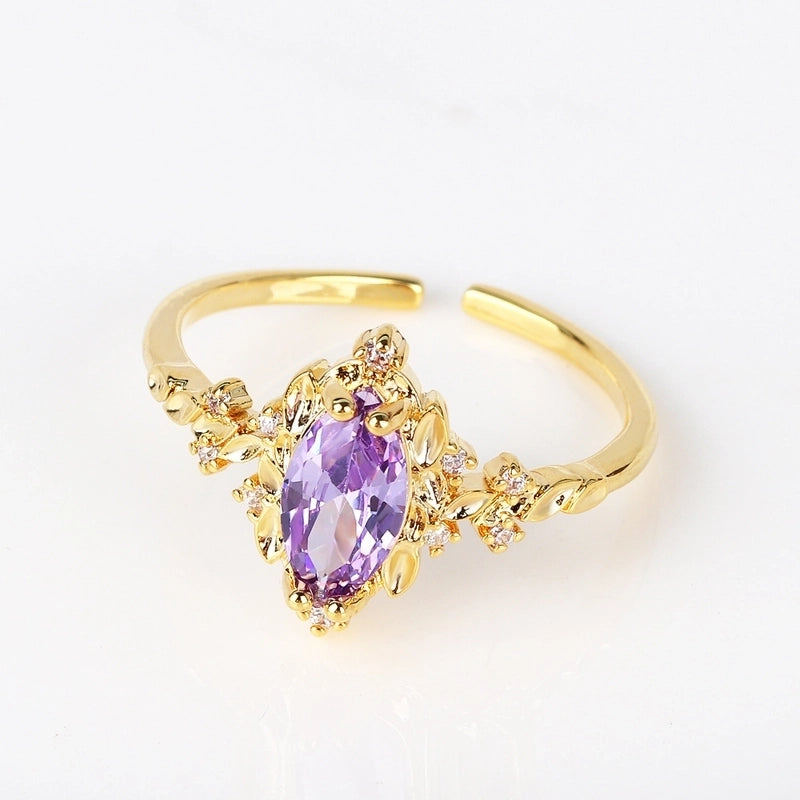 Copper 18K Gold Plated Inlay Geometric Zircon Open Rings