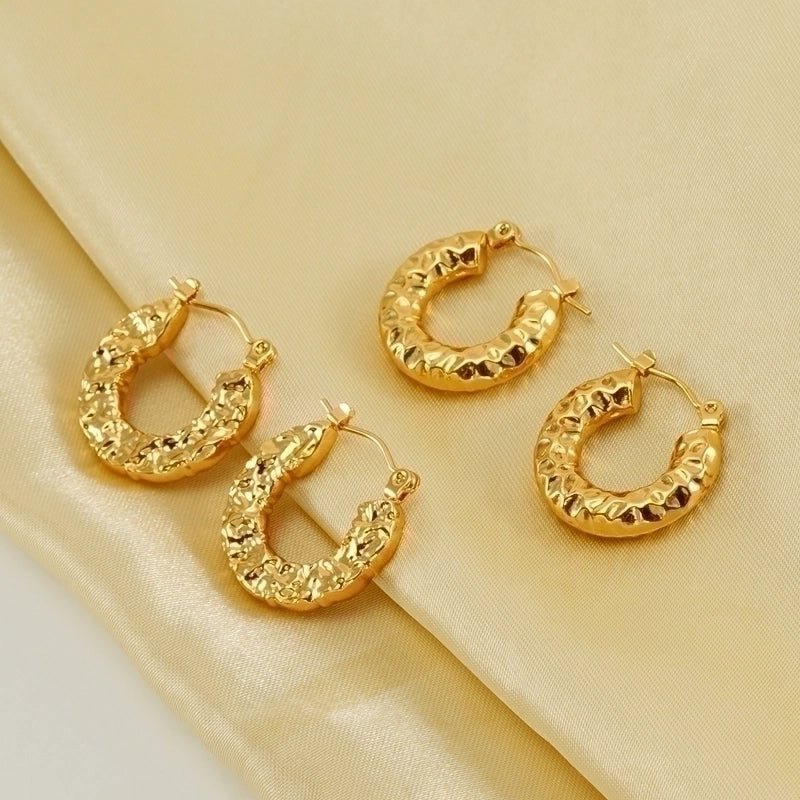 1 Pair Minimalist Water Droplets Polishing Gold Plated Stainless Steel Titanium Steel 18K Gold Plated Earrings