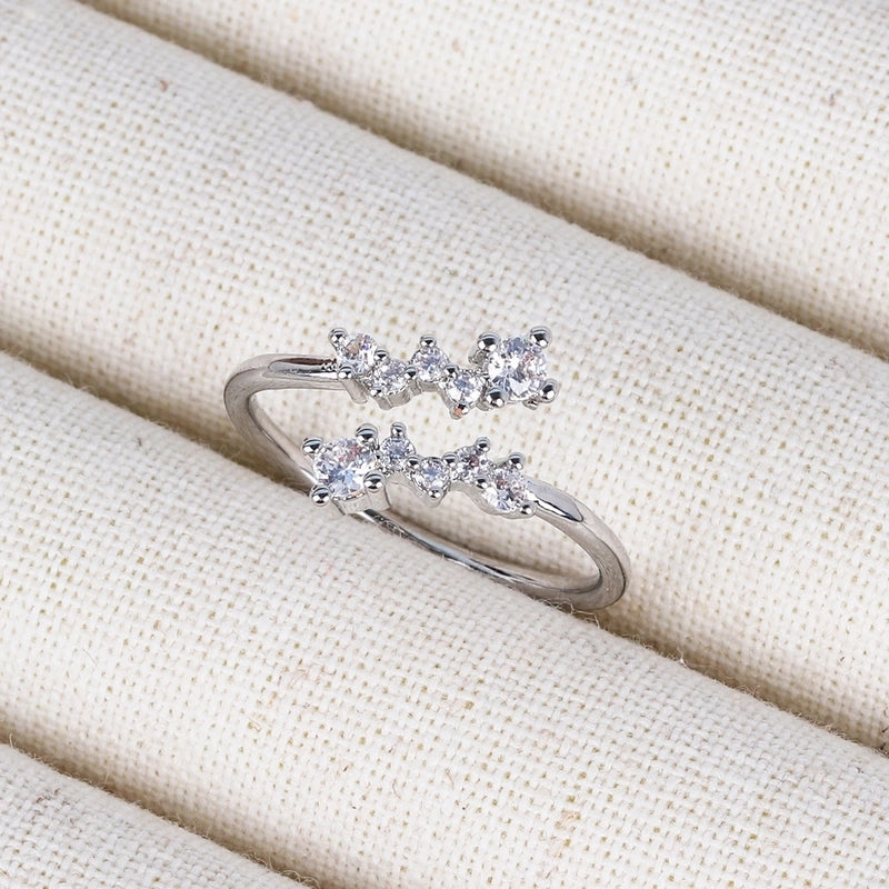 Copper 18K Gold Plated Inlay Geometric Zircon Open Rings