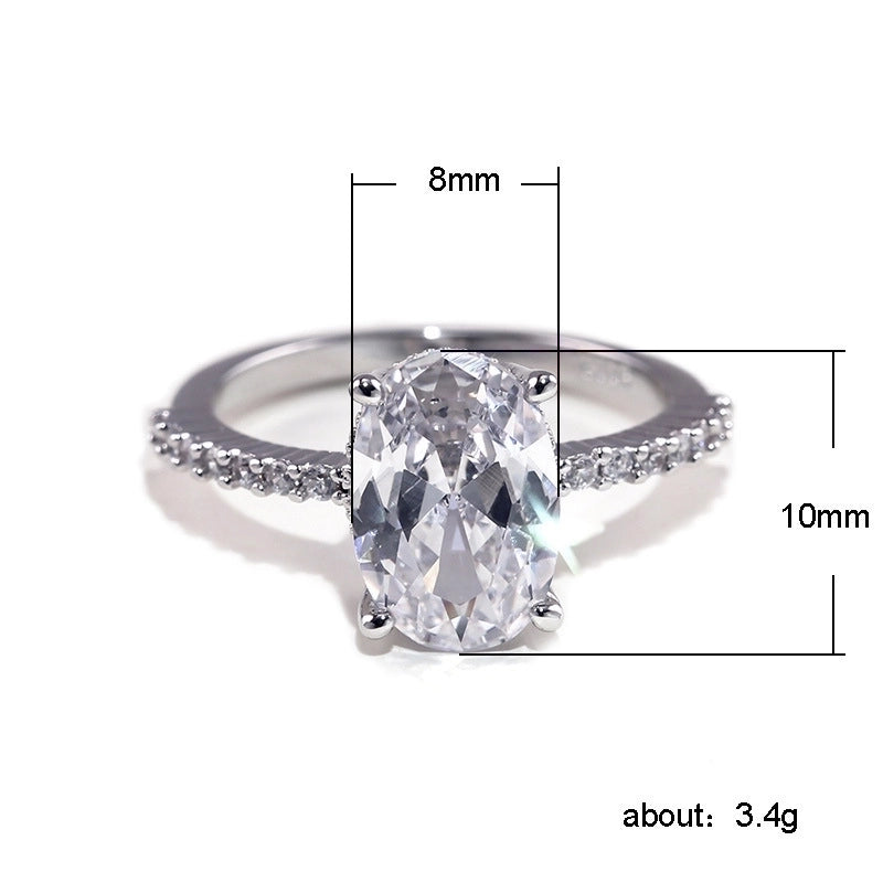 New Fashion European And American Copper Zircon Platinum Ring Korean Engagement Ring