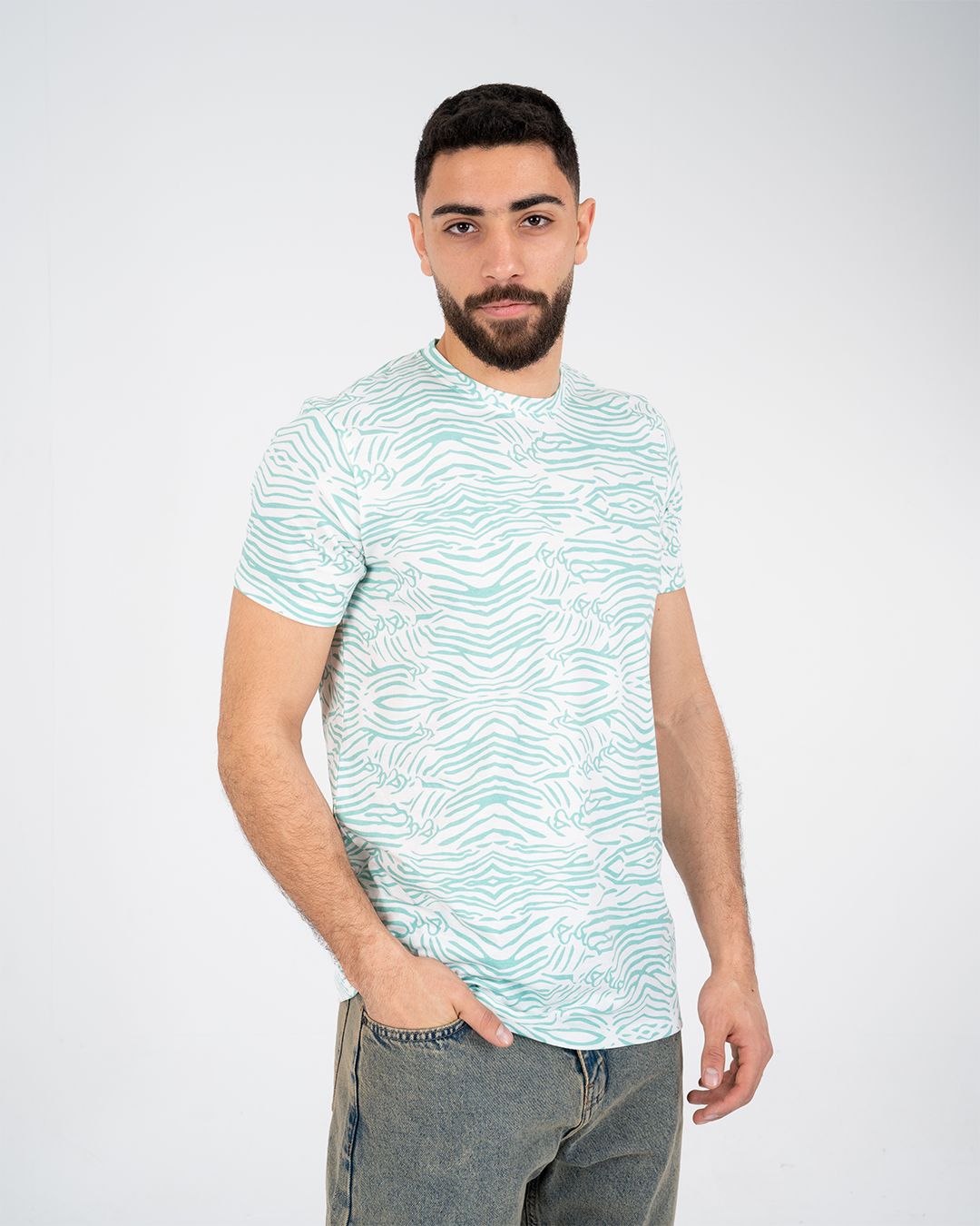 Men T-Shirt Half-Sleeves Leaf Printed