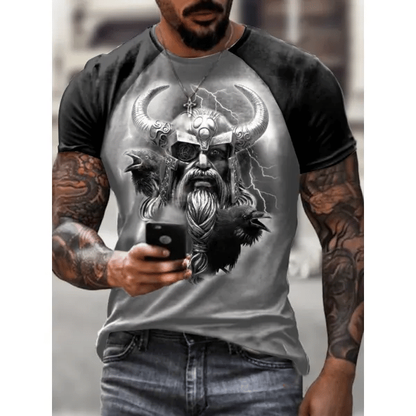 Viking warrior print T-shirt