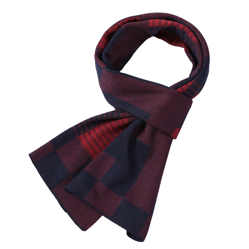 Men's Scarf Winter Warm Plaid Thickened Business Knitted Cashmere Thick Scarf Fashionable Scarf