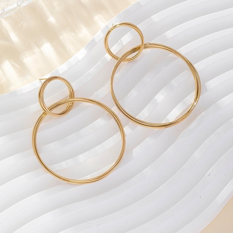 2 Pieces Elegant Lady Round Flower Snake Plating 316 Stainless Steel  Titanium Steel 18K Gold Plated Drop Earrings