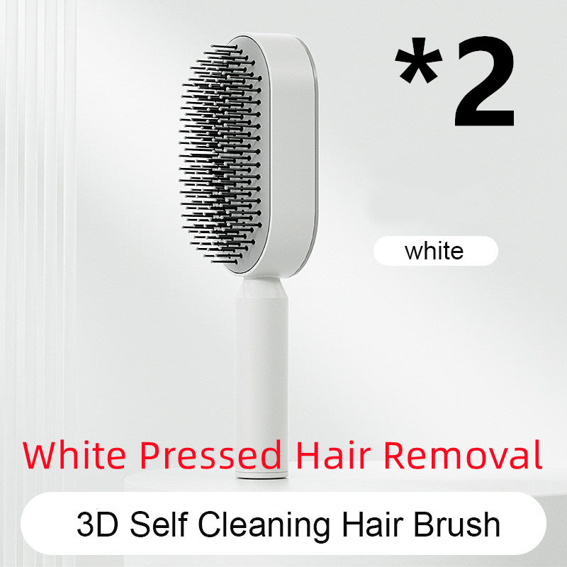 Self-cleaning hairbrush for women. One-button cleaning airbag to prevent hair loss