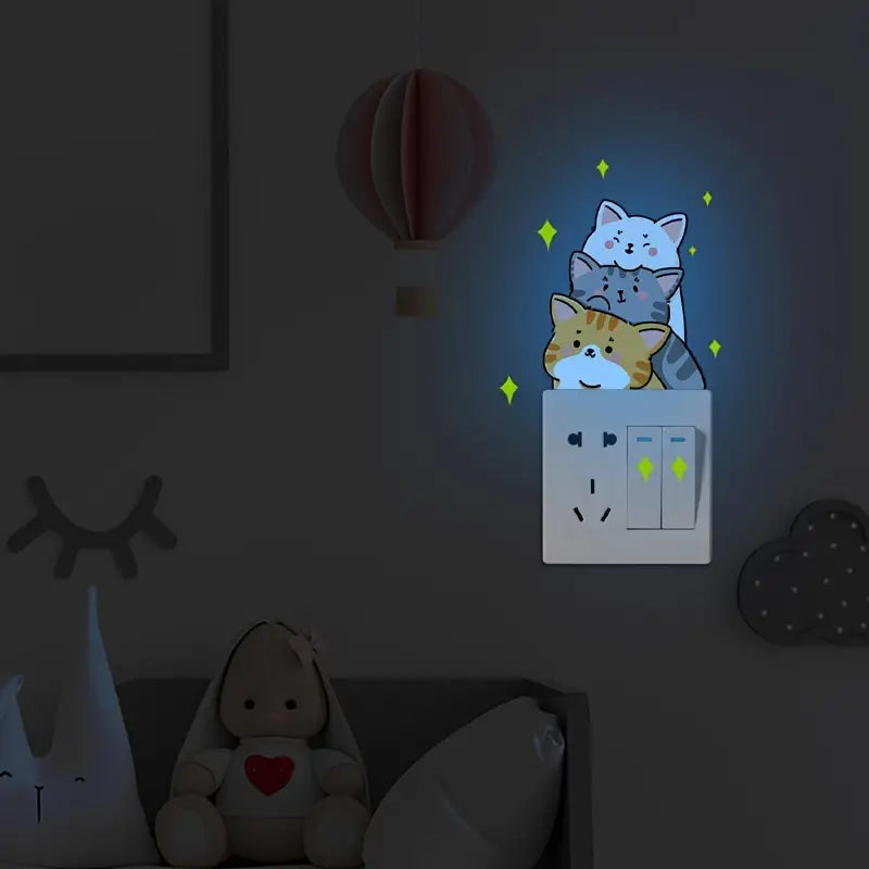 Luminous Cat Cartoon Switch Sticker