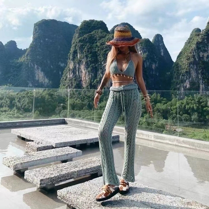 Bohemian Style Women's Foldable Rainbow Color Matching Fisherman Hat Straw Hat