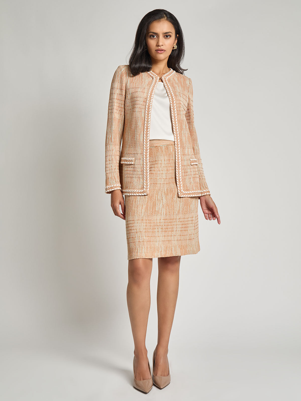Heritage Melange Whipstitch Trim Knit Jacket - Vanity Fit