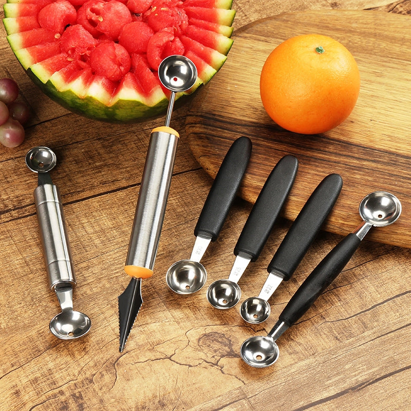 Stainless Steel Ball Digger Fruit Ball Round Spoon Ice Cream Digging Spoon Multifunctional Set Fruit Cutting Split Carved Knife