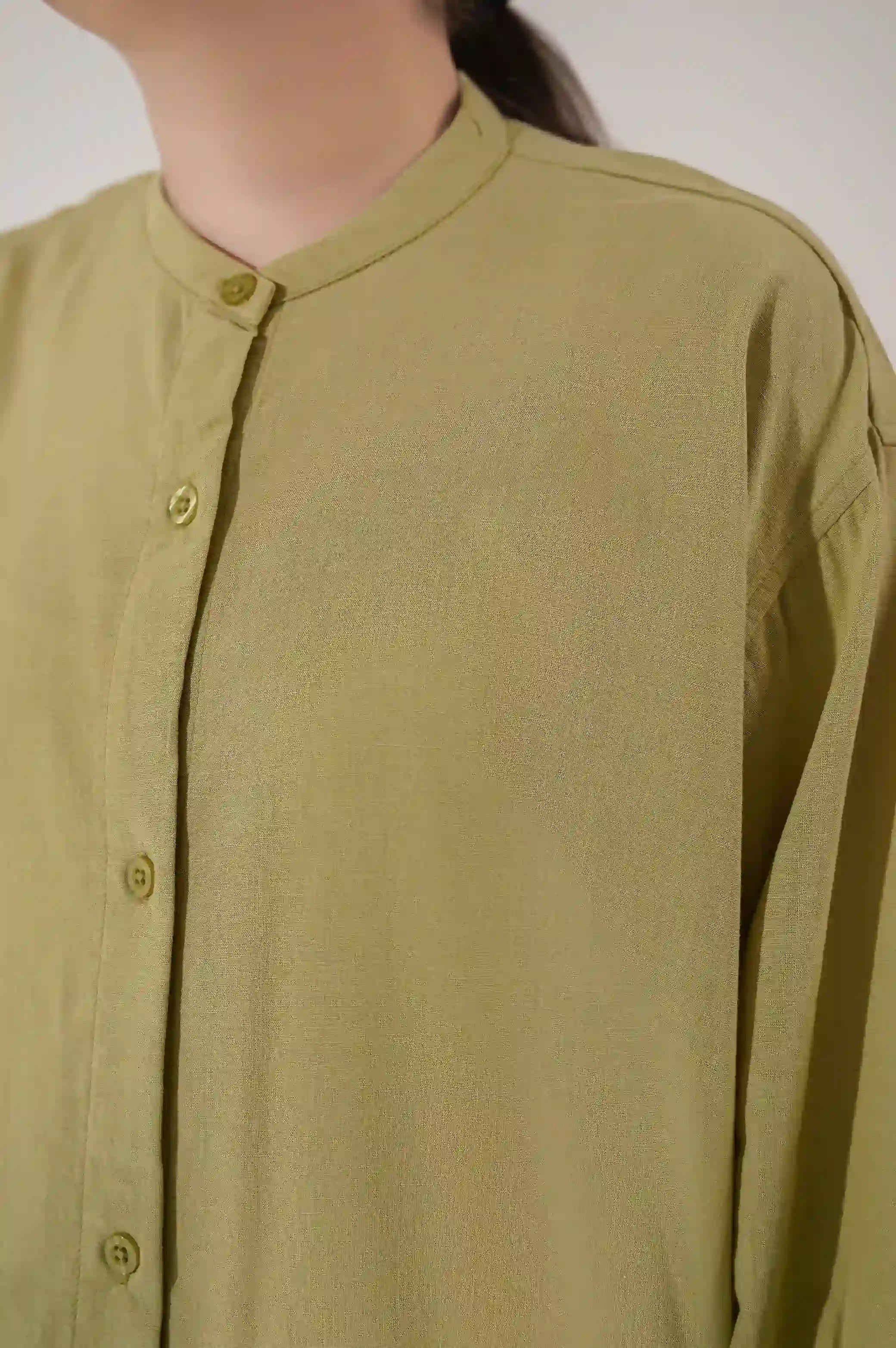 BAND COLLAR LONG SHIRT