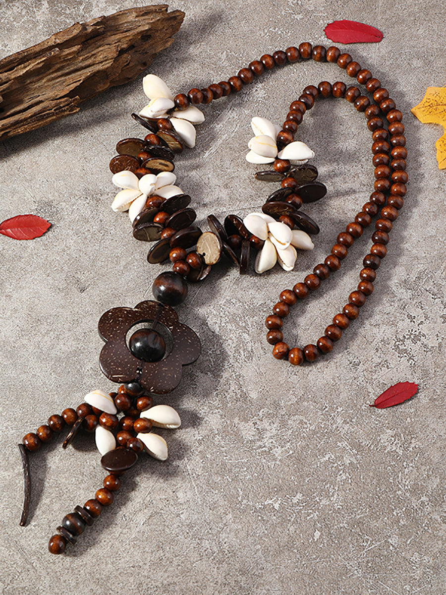 Women Bohemia Coconut Shell Weave Necklace