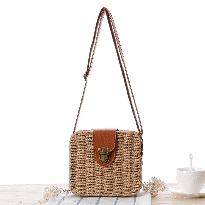 Women's Small Spring&summer Paper String Vintage Style Straw Bag