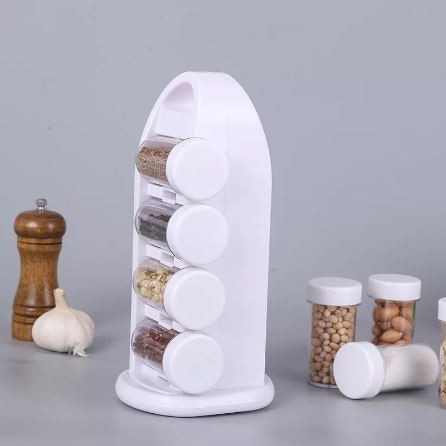 Revolving Spice Rack Organizer With Jars. Kitchen Spice Jars Shelf