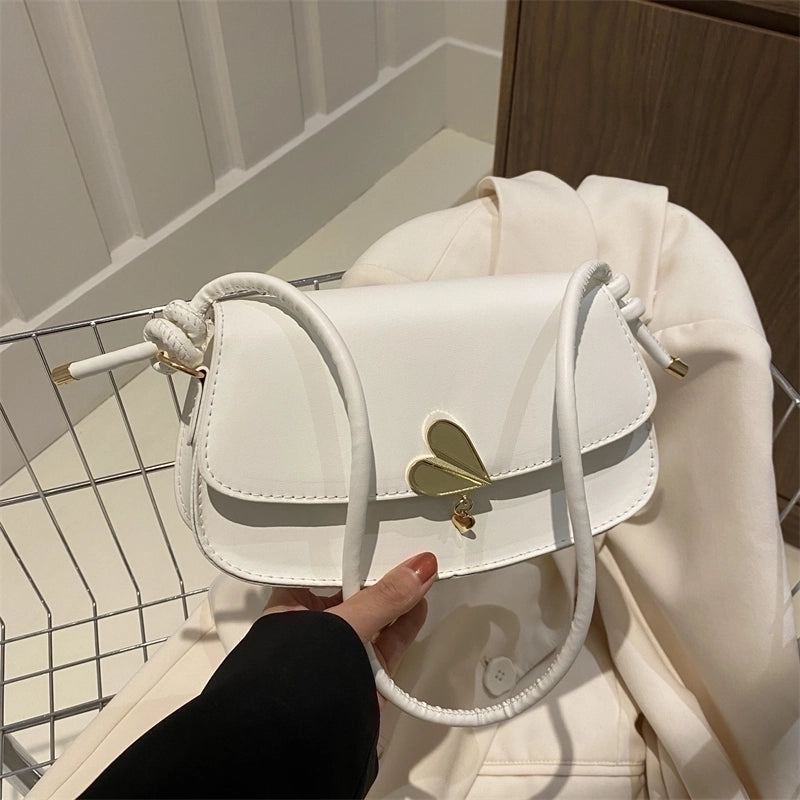 Women's Pu Leather Solid Color Vintage Style Classic Style Semicircle Lock Clasp Shoulder Bag