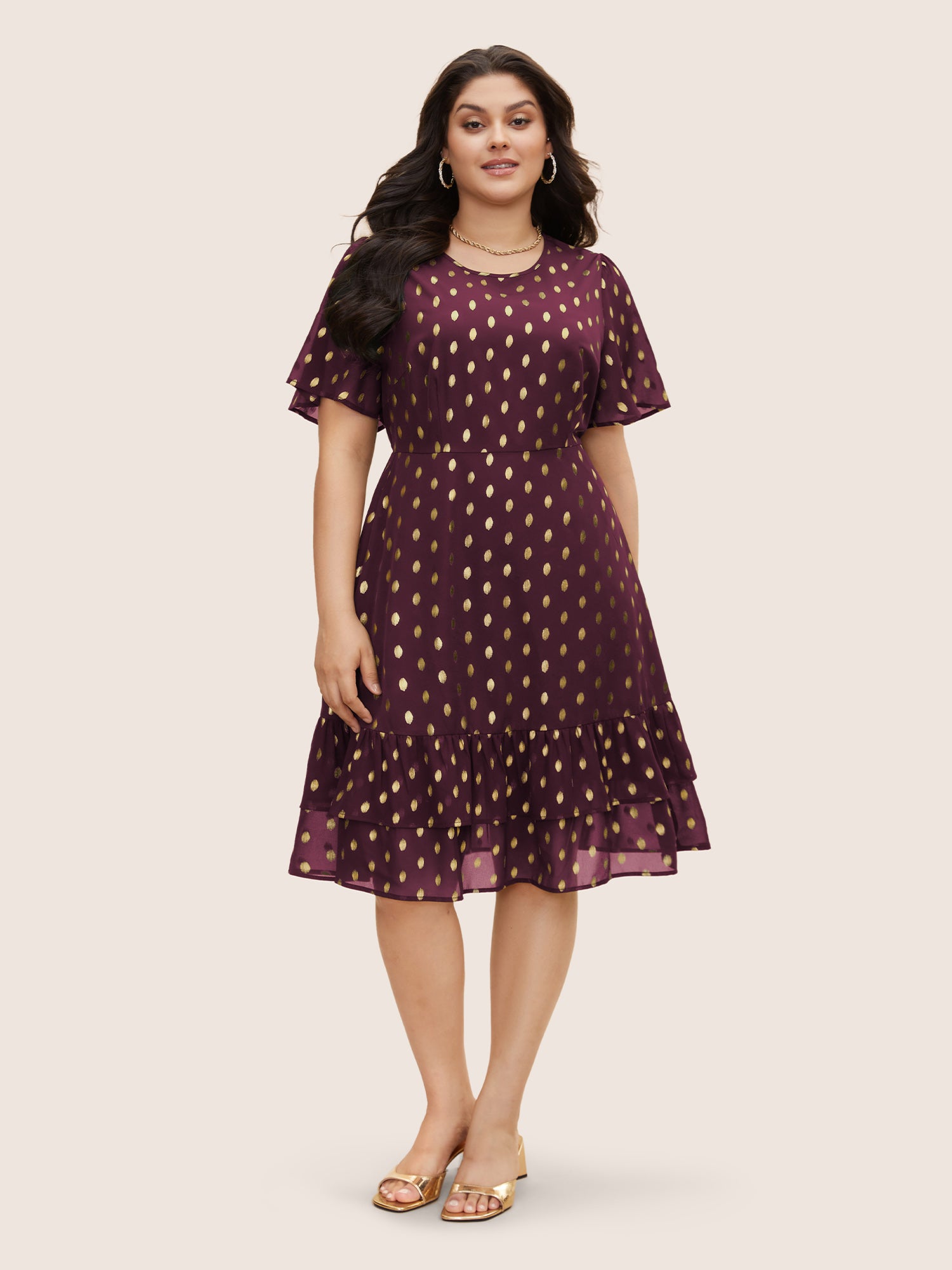 Glitter Polka Dot Patchwork Ruffles Dress