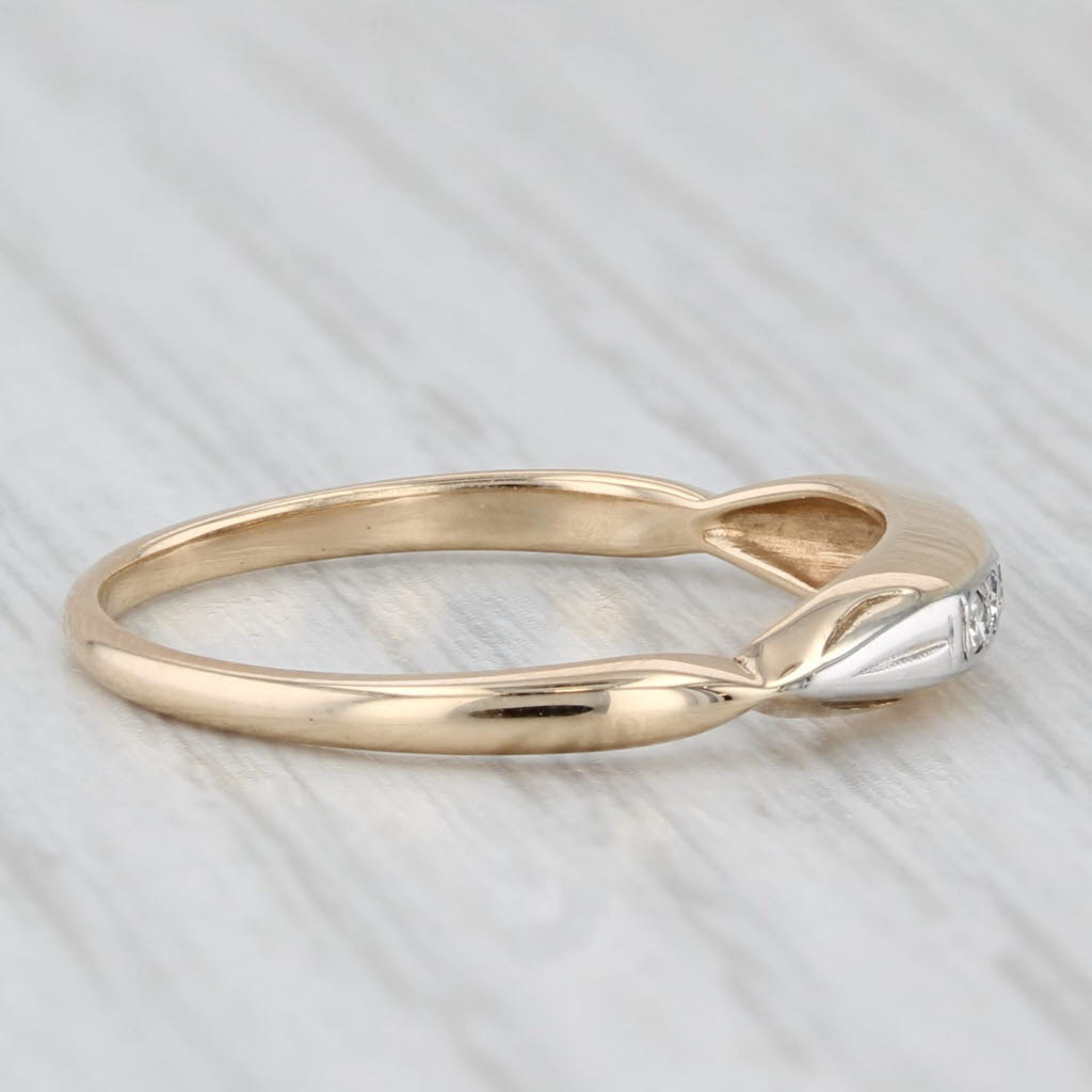 Vintage Diamond Ring 14k White Yellow Gold Stackable Wedding Band Size 6