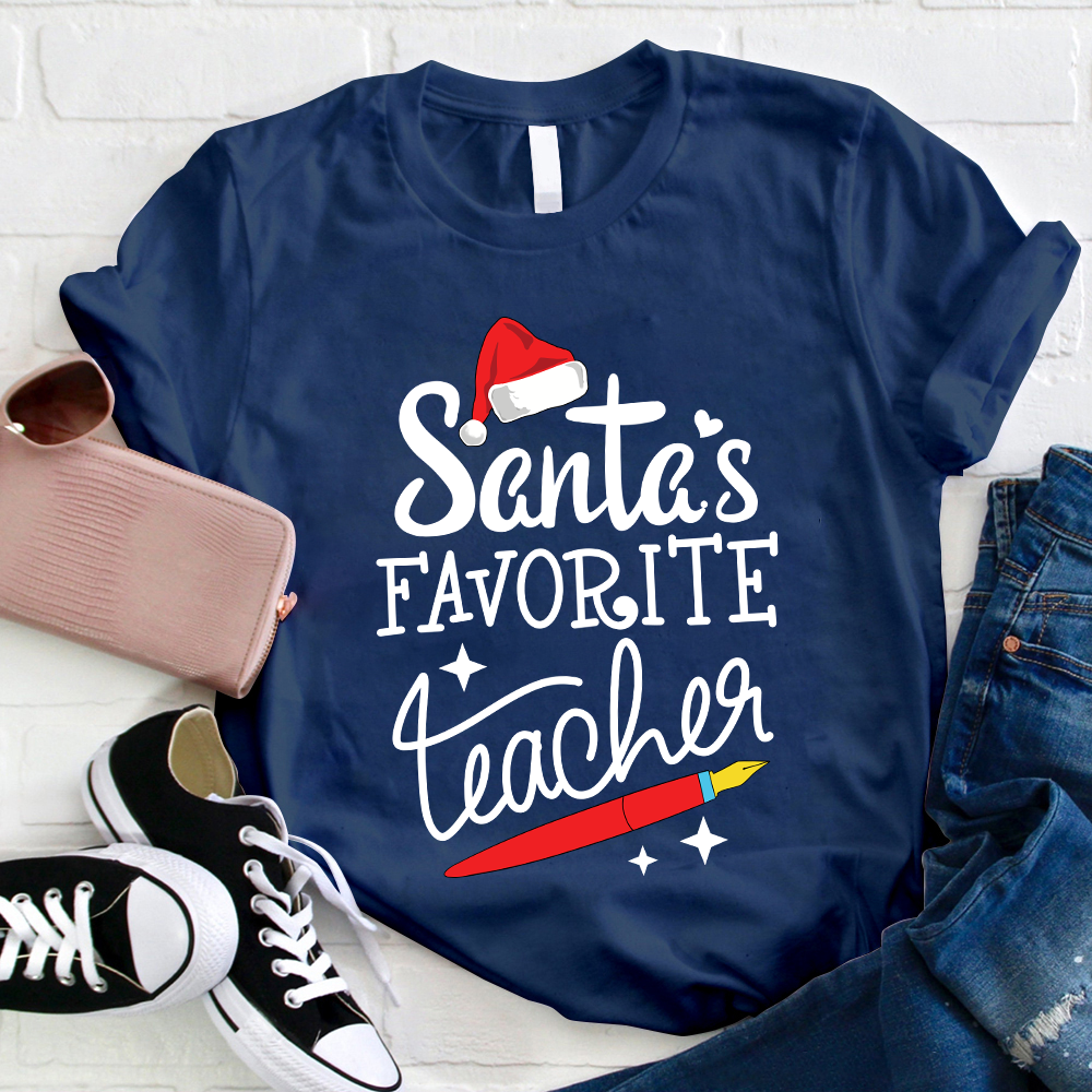 Christmas Santa's Favortie Teahcer T-Shirt