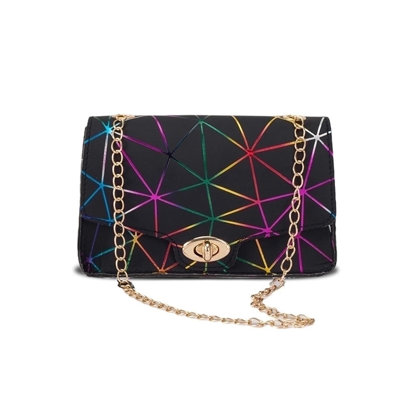 Women's Small Pu Leather Argyle Fashion Metal Button Square Lock Clasp Crossbody Bag