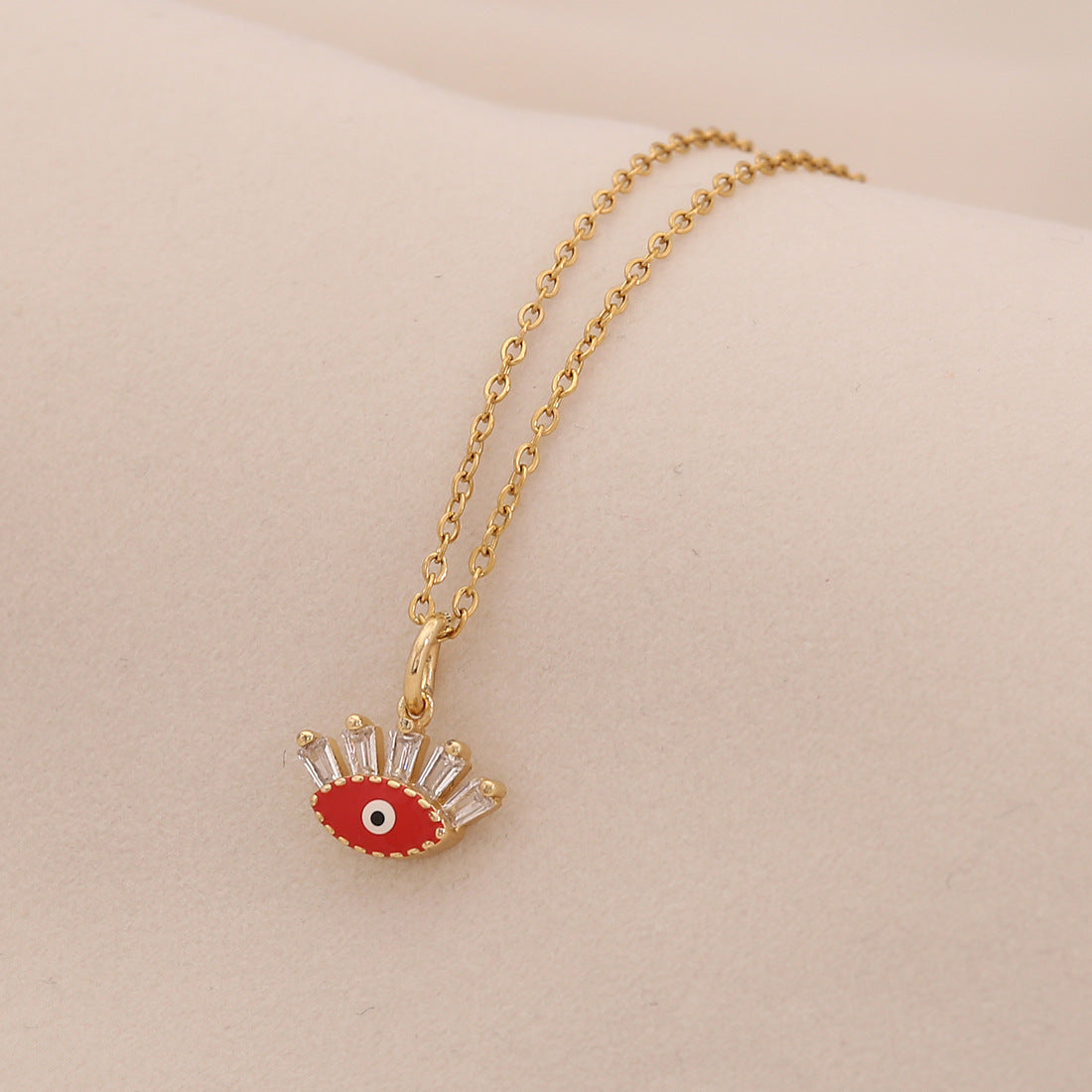 Dripping Oil Eye Pendant Necklace Personalized Stainless Steel Necklace N1516