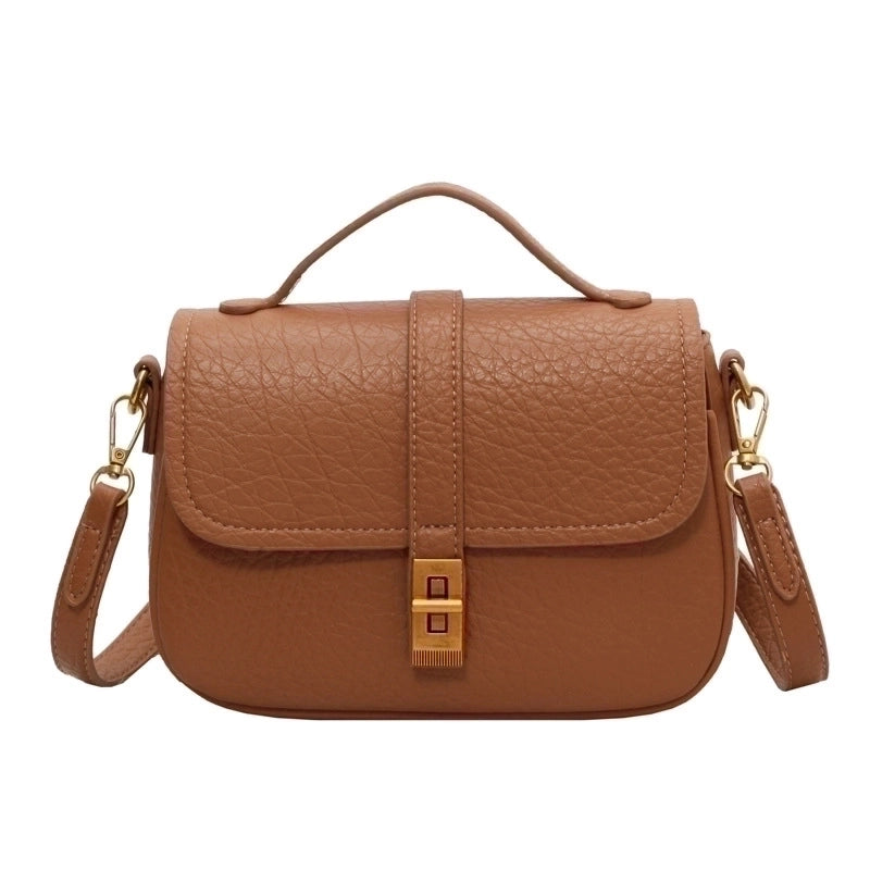 Women's Medium All Seasons Pu Leather Solid Color Streetwear Square Lock Clasp Handbag