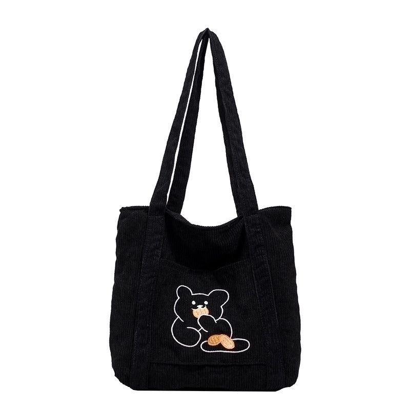 Women's All Seasons Corduroy Solid Color Basic Square Zipper Shoulder Bag