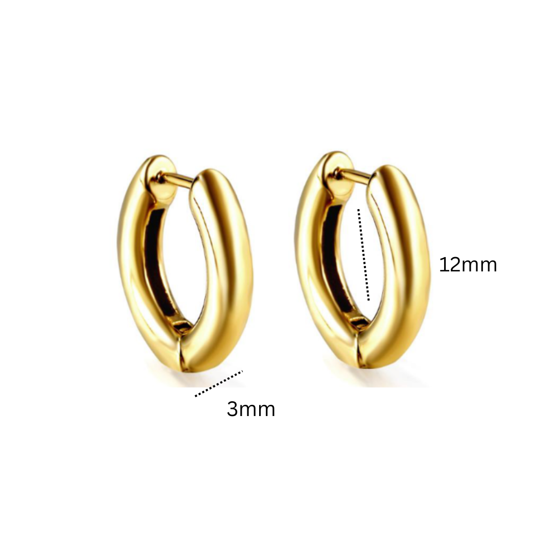 12mm Chunky hinged hoops - Gold