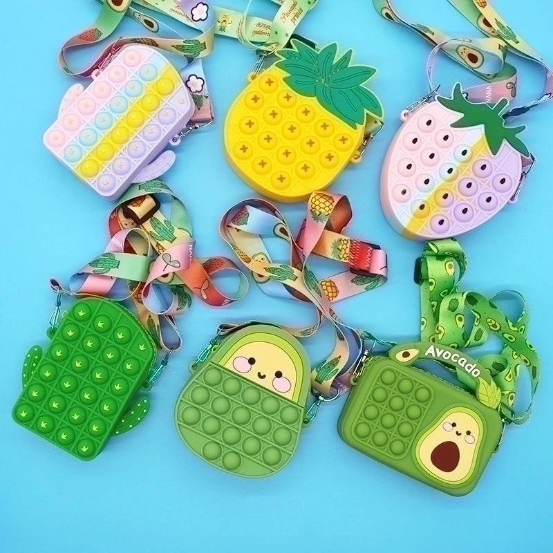 Kid's Medium Silica Gel Fruit Cute Profiled Zipper Crossbody Bag