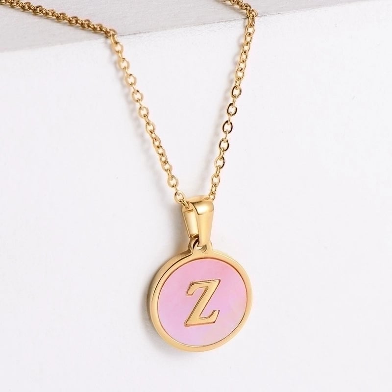 304 Stainless Steel 18K Gold Plated Fashion Plating Letter Shell Pendant Necklace