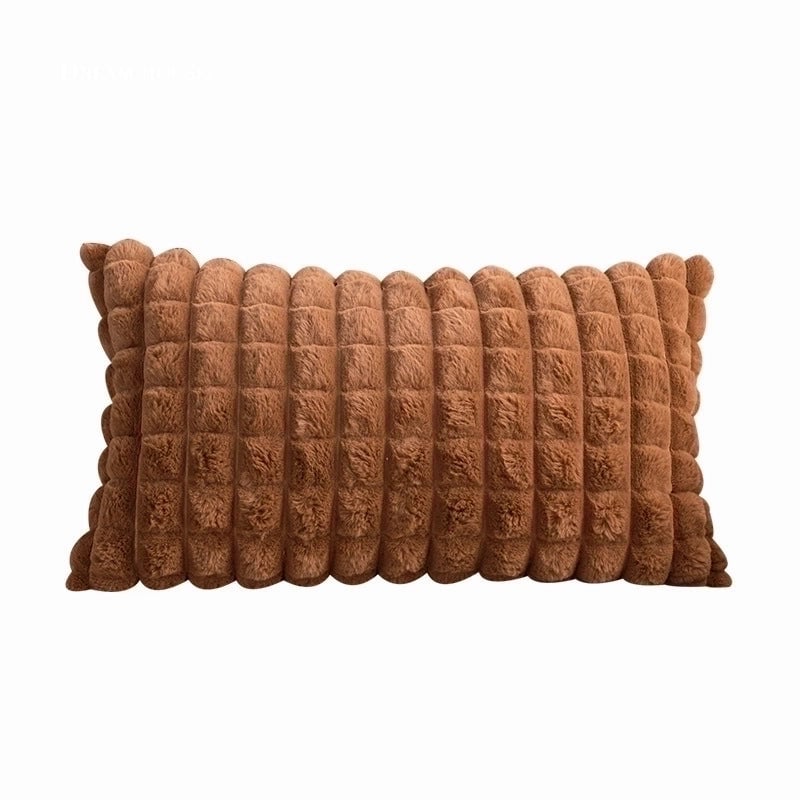 Fashion Plaid Solid Color Plush Pillow Cases Couch & Sofa Decor