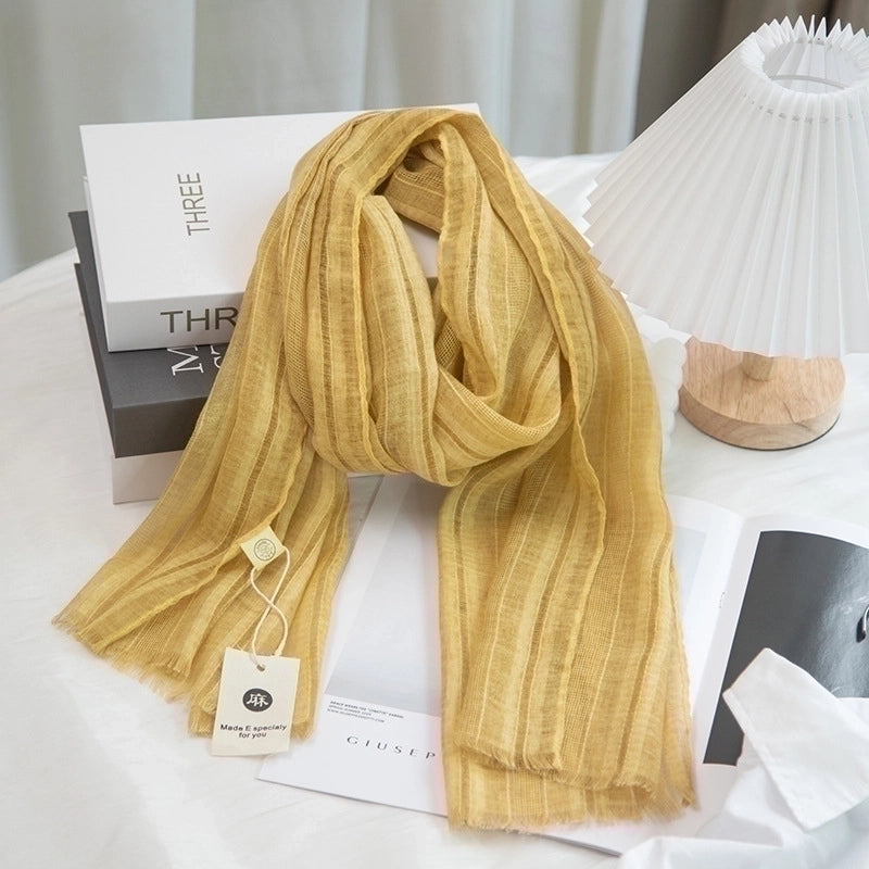 Women's Minimalist Solid Color Cotton And Linen Scarf