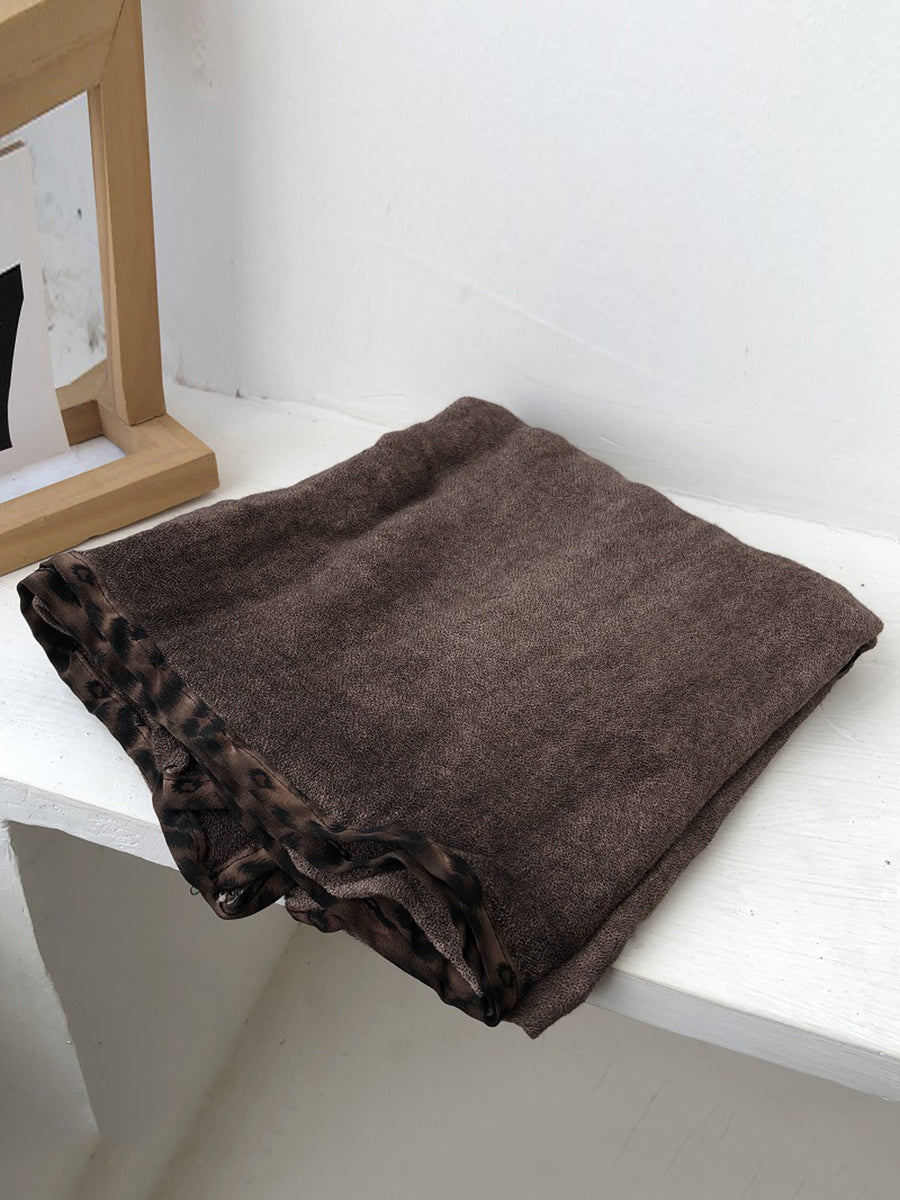 Women Vintage Pure Color Cotton Shawl Scarf