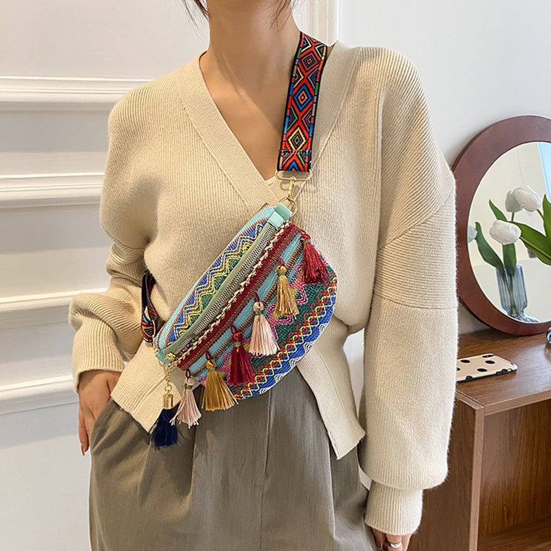 🔥BIGGEST SALE - 49% OFF🔥🔥Colorful Woven Waist/Shoulder Bag