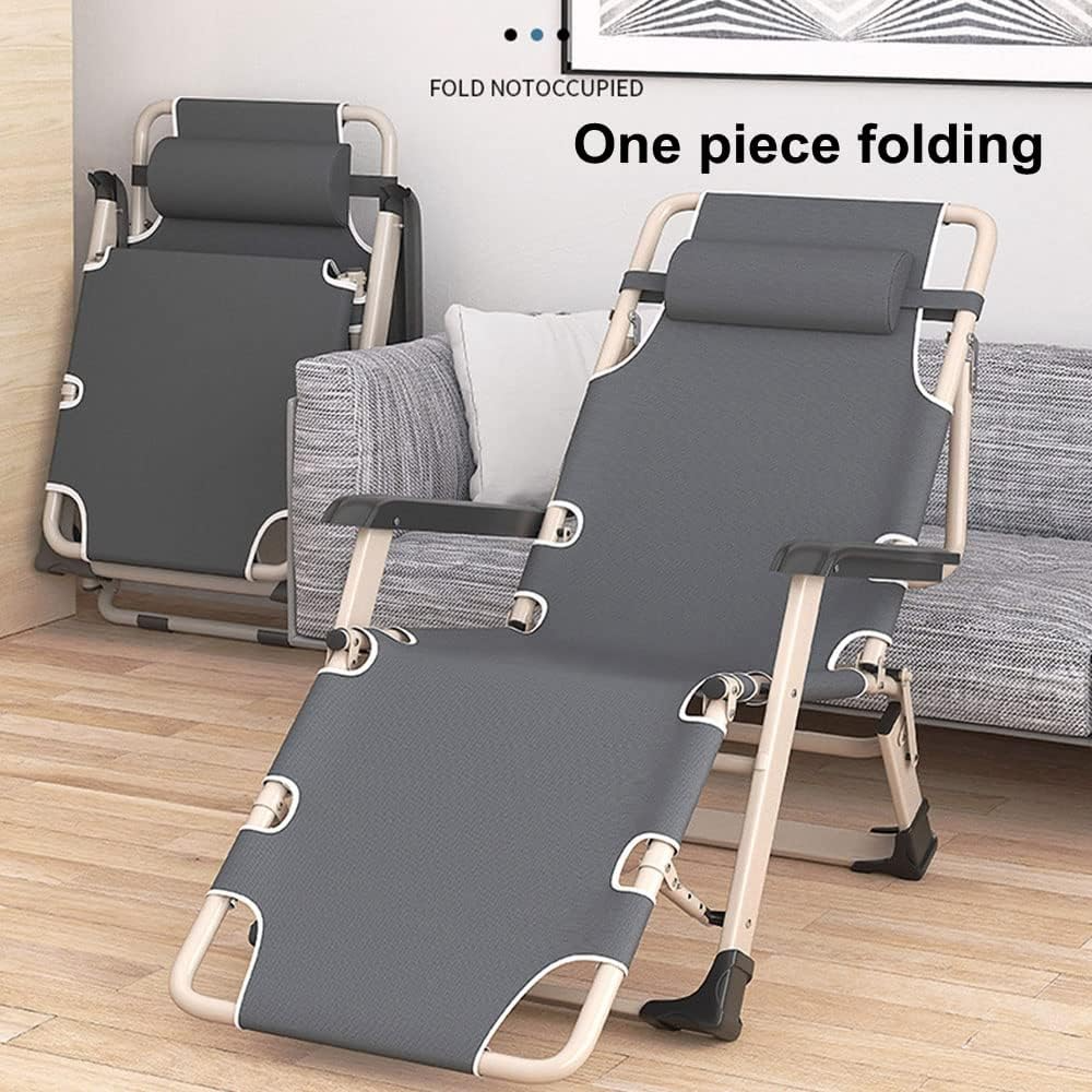 Portable Folding Recliner.Lounge Chair.Outdoor Camping Folding Deck Chair.Household Leisure Noon Break Chair.180 ° Adjustment