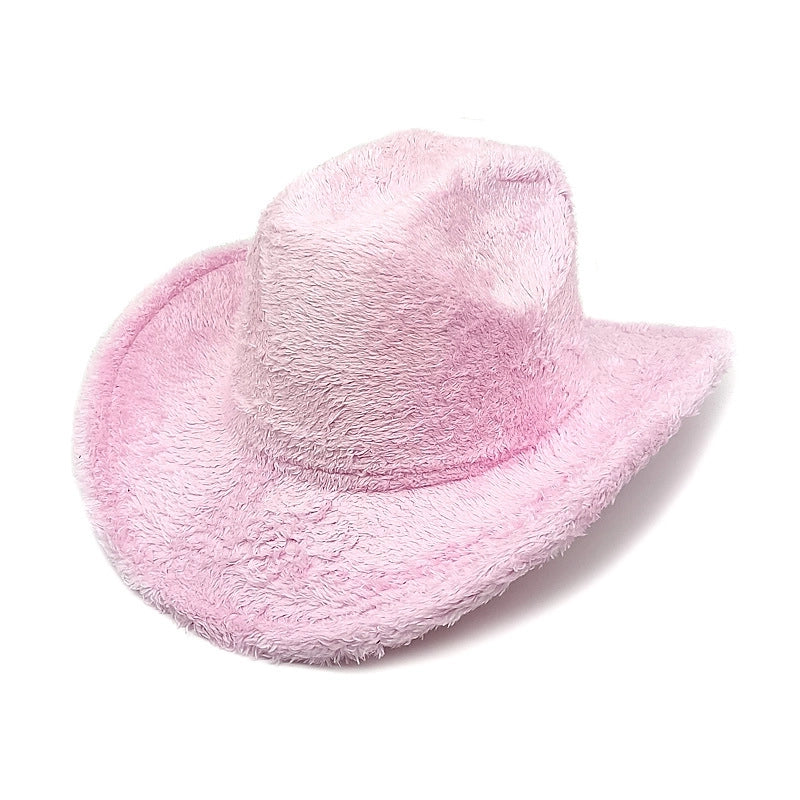 Unisex Cowboy Style Minimalist Solid Color Wide Eaves Fedora Hat