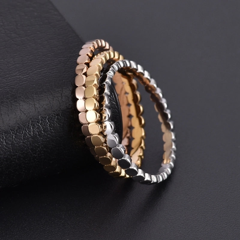 Minimalist Solid Color 304 Stainless Steel 18K Gold Plated Rings