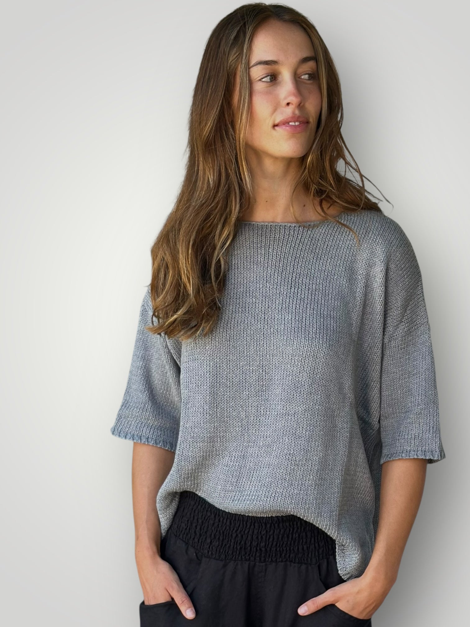 top - grey cotton knit