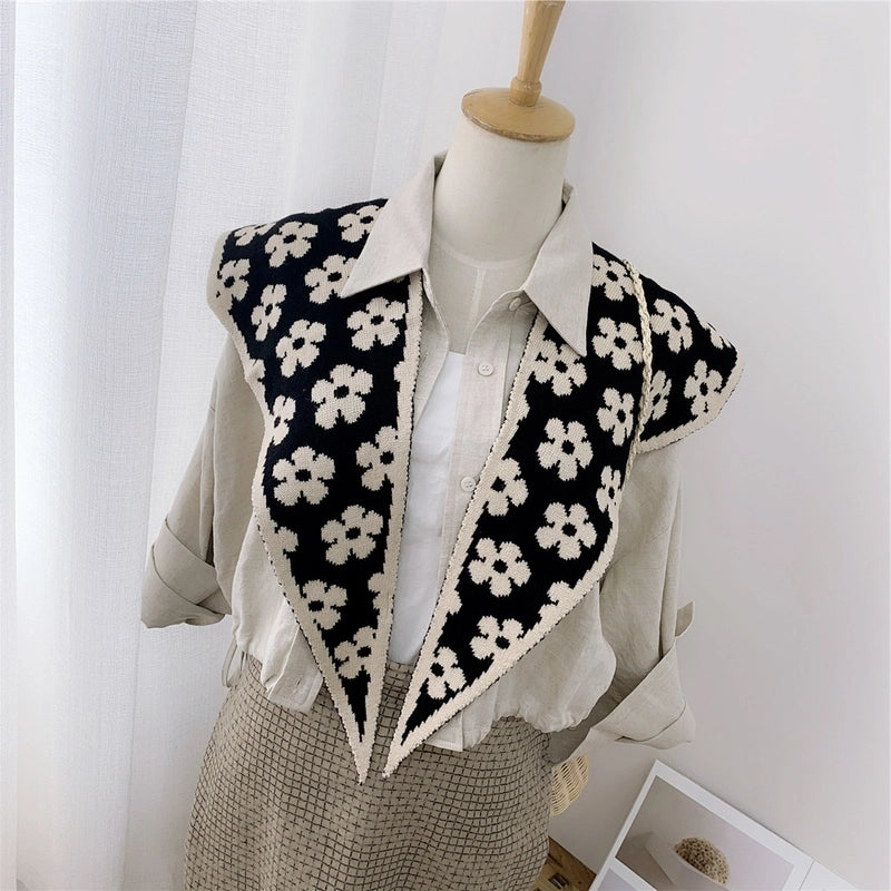 Women's Sweet Minimalist Polka Dots Heart Shape Flower Yarn Polyester Scarf Shawl