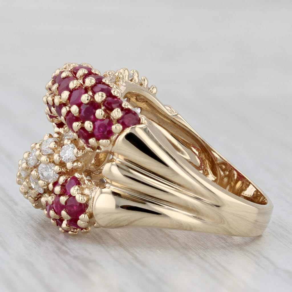 2.75ctw Ruby Diamond Knot Ring 14k Yellow Gold Size 6.75 Cocktail