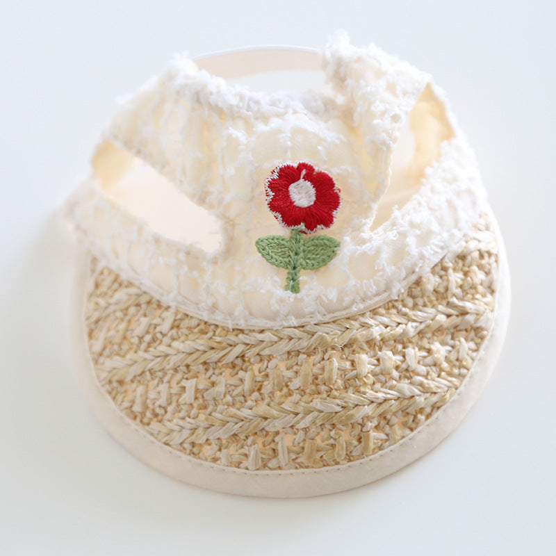 Sweet Embroidery Flower Dog Dress/Hat