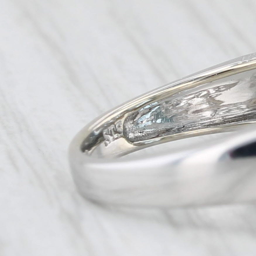 6.45ct Blue Topaz Solitaire Filigree Ring 14k White Gold Size 7