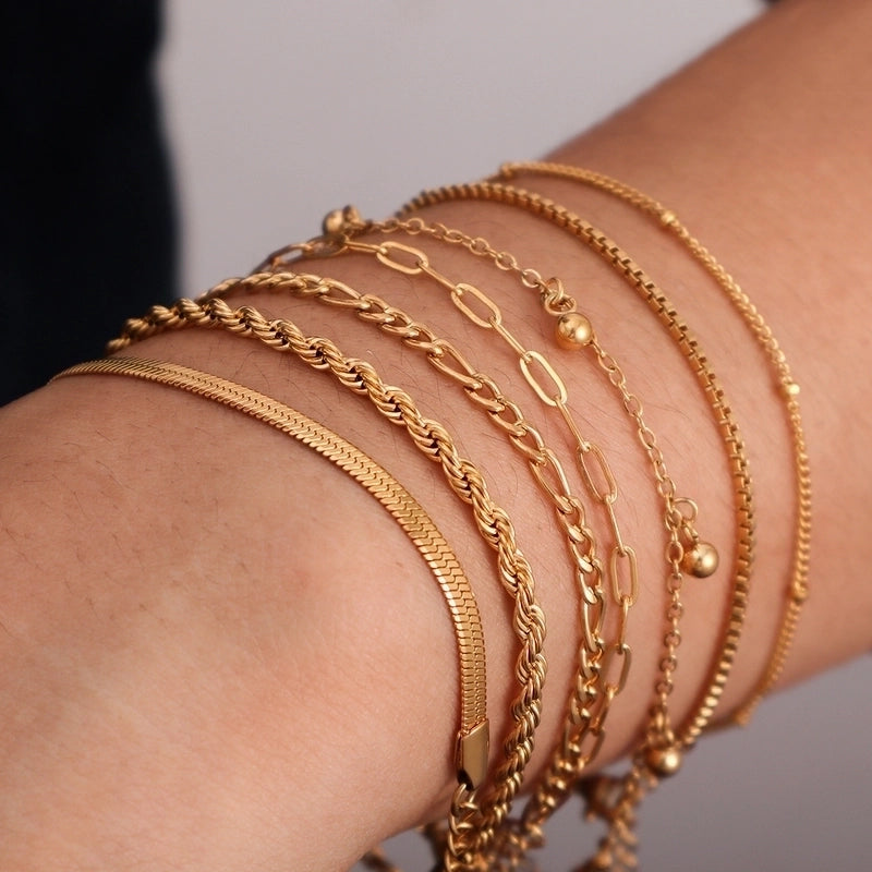 Minimalist Geometric 316L Stainless Steel  18K Gold Plated Bracelets In Bulk
