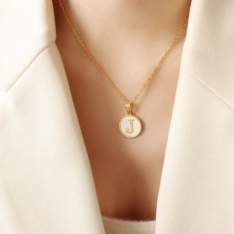 Fashion Letter 304 Stainless Steel Shell 18K Gold Plated Plating Pendant Necklace