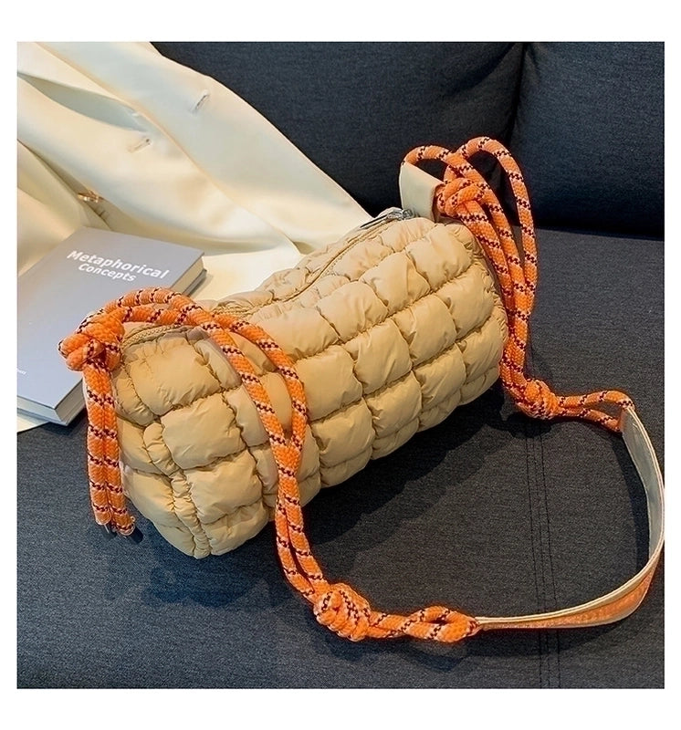 Women's Cotton Plaid Cute Pillow Shape Zipper Cloud Shape Bag