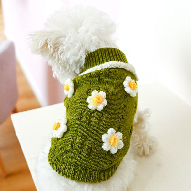 Flower Blossoming Knitted Dog Cat Sweater